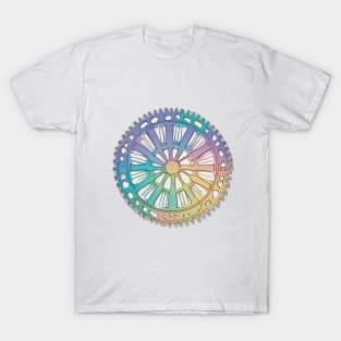 Rainbow Hued Mechanical Gear Wheel No. 482 T-Shirt